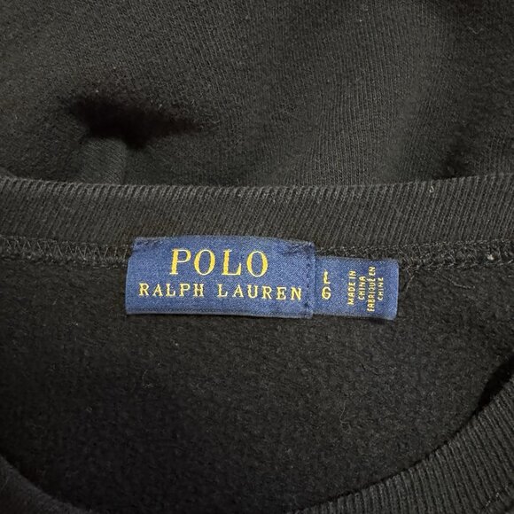 Polo Ralph Lauren Crewneck Sweatshirt Black L 1967 Pullover Cotton Lined Preppy - Picture 5 of 8